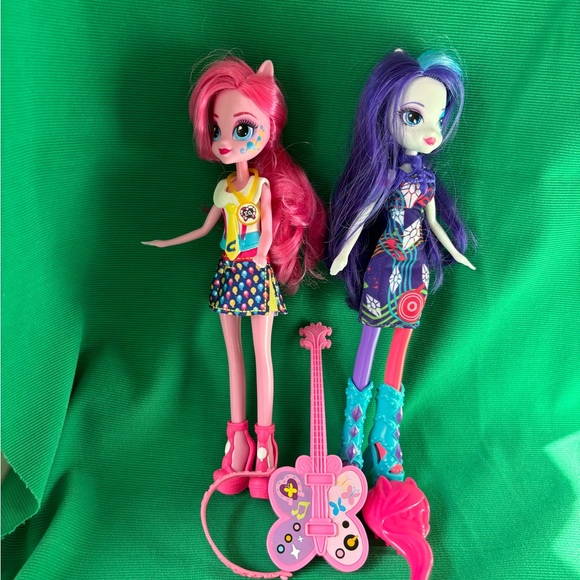 My Little Pony EQUESTRIA GIRLS RARITY & PINKIE PIE Dolls 9” + Guitar MLP - Picture 1 of 5